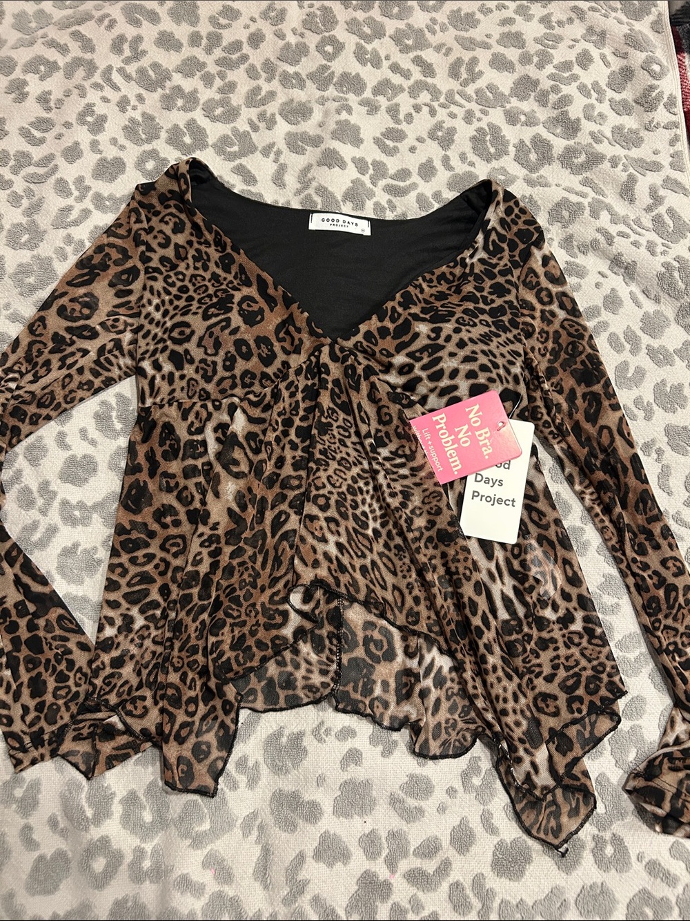 Women's Brown Leopard Print V-Neck Blouse